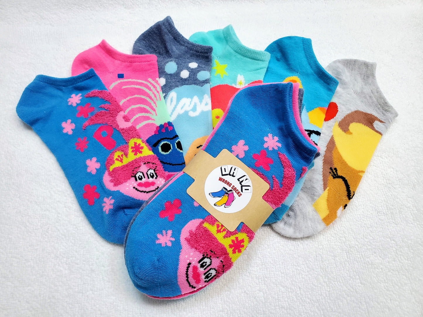 "New" Trolls World Tour Girls "No Show" Socks