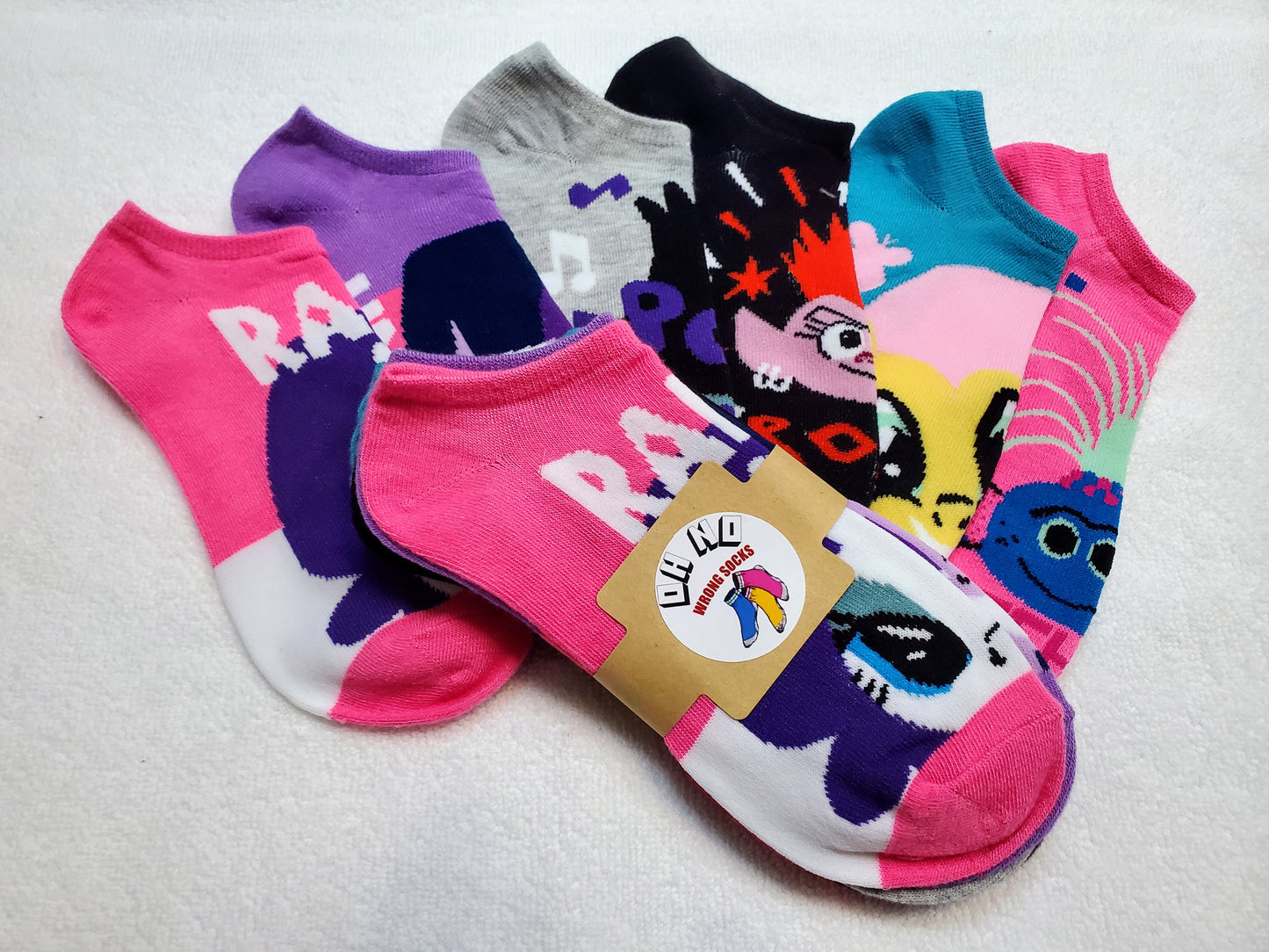 "New" Trolls Assorted Big Girls Ankle Socks