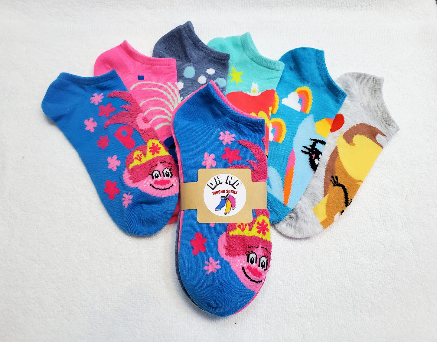 "New" Trolls World Tour Girls "No Show" Socks