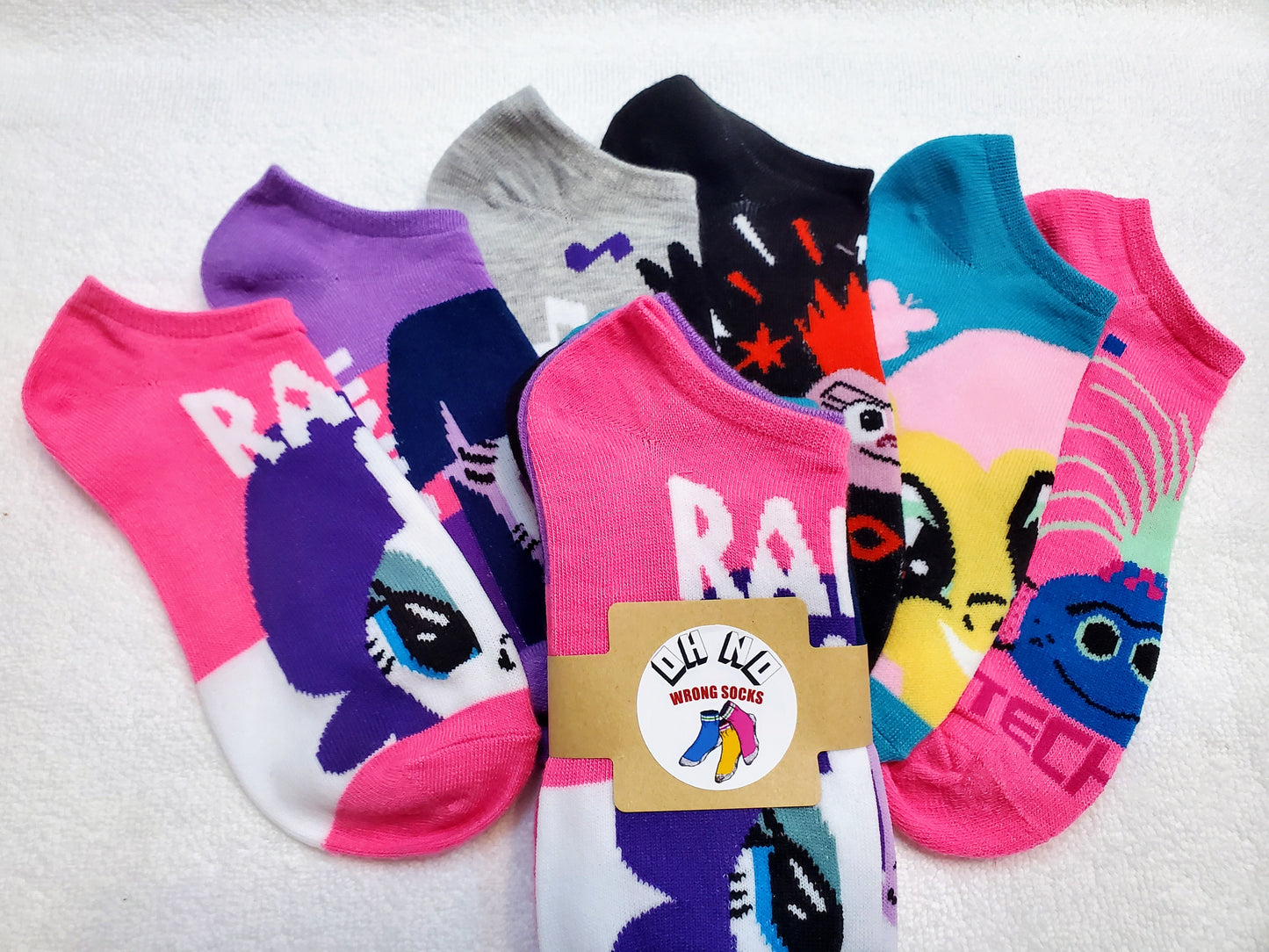 "New" Trolls Assorted Big Girls Ankle Socks