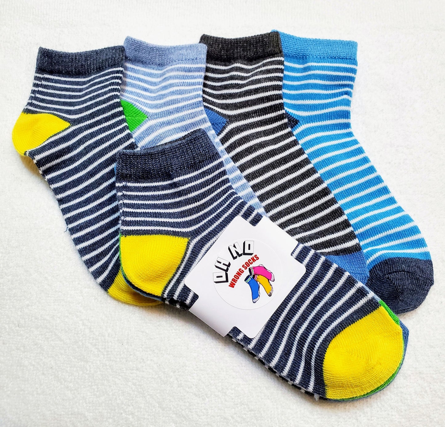 "New" Boys Assorted Blue Stripe Crew Socks