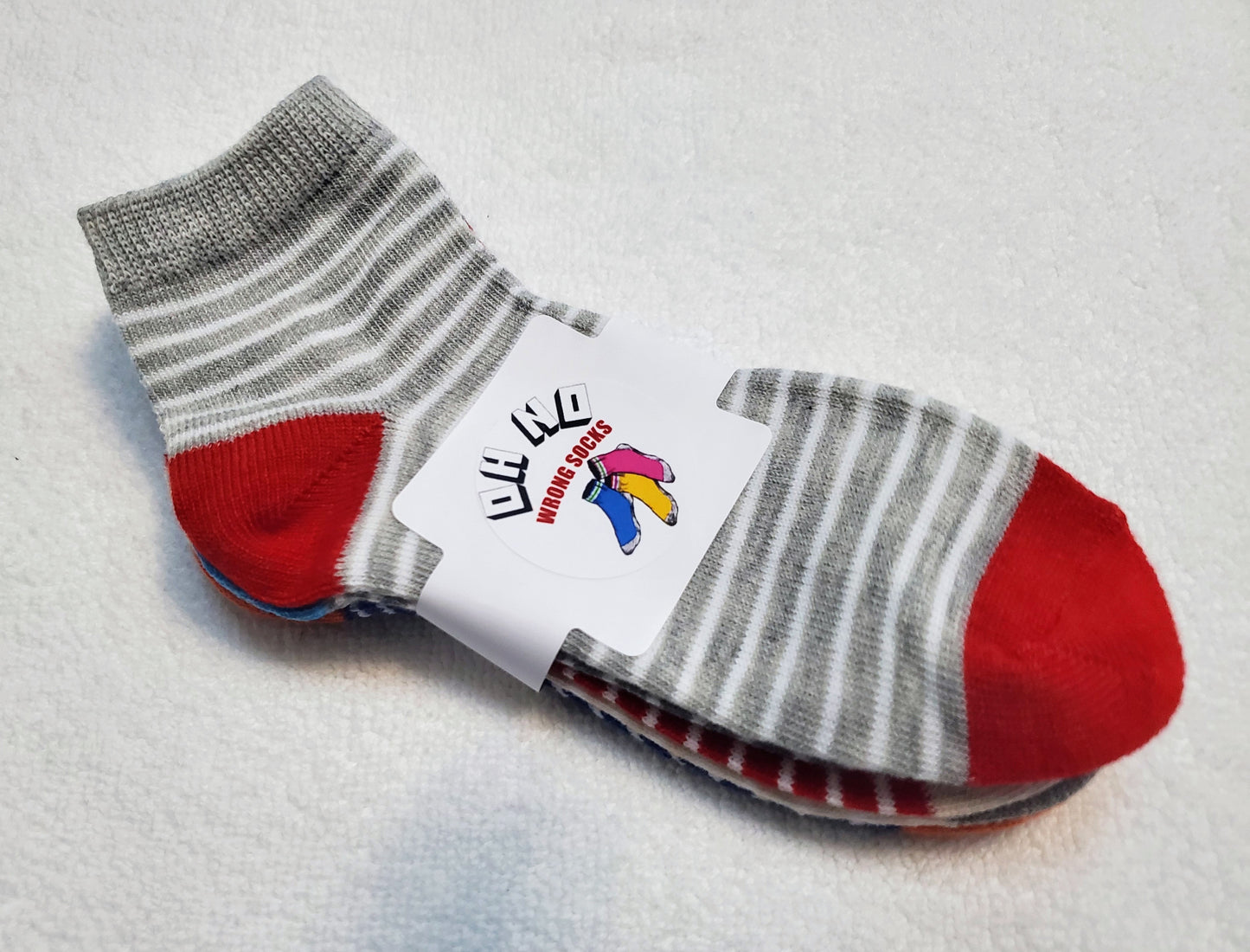 "New" Boys Stripe Assorted Crew Socks (Red Gray Blue)
