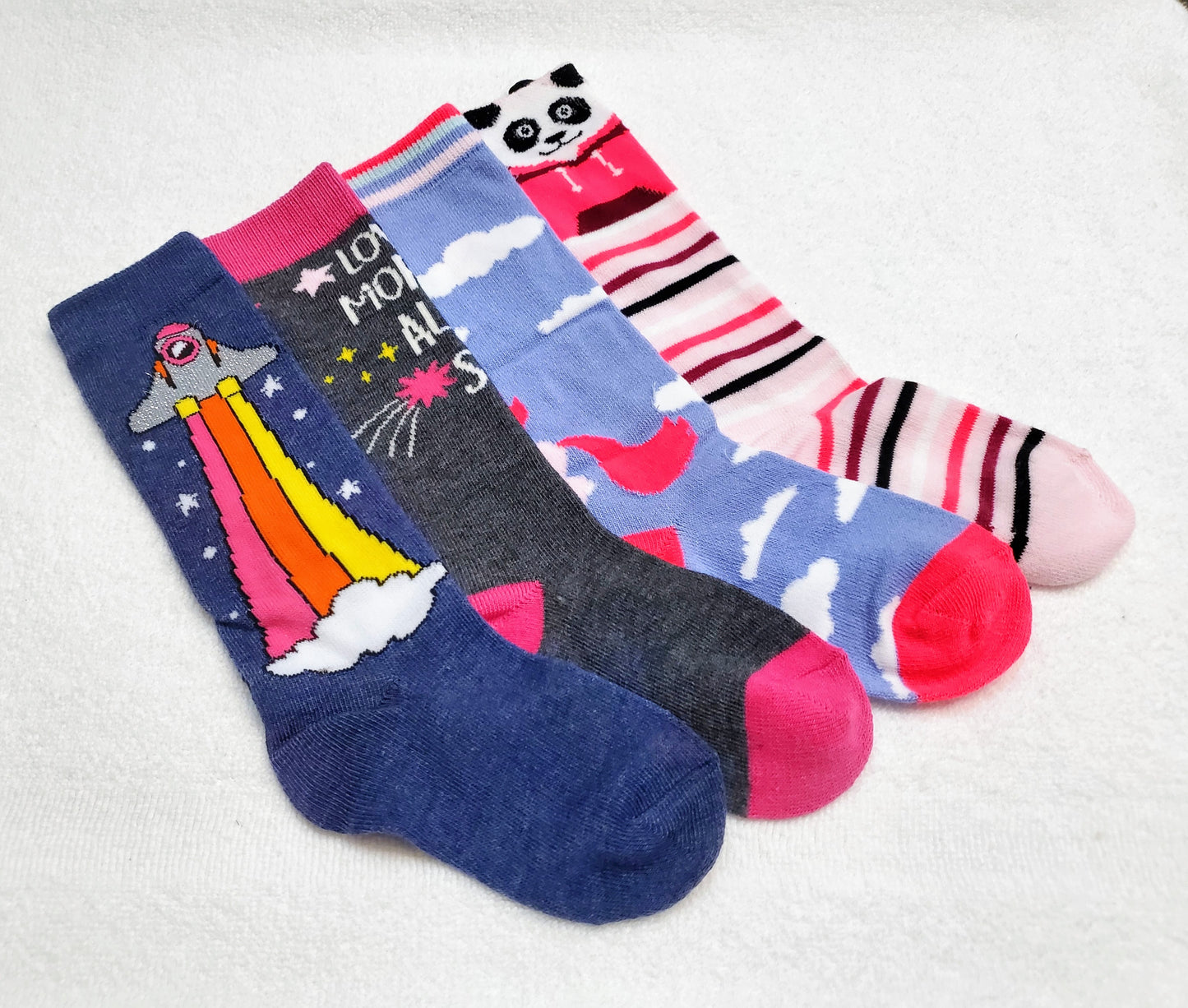"New" By: "Cat & Jack" Girls Knee High Socks (Rocket)