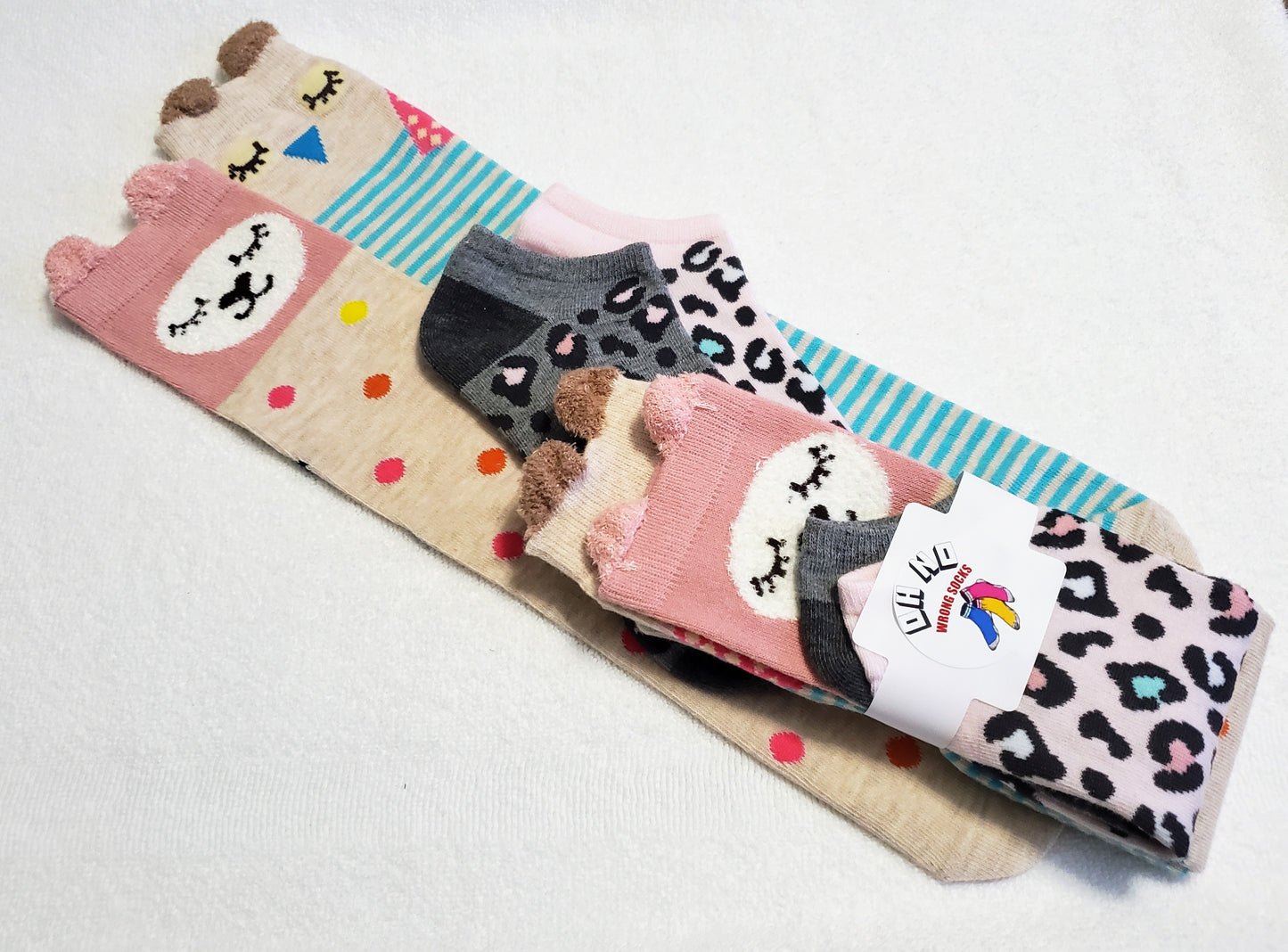 "New" By: Color City Cartoon Animal "Girls" Knee High Socks (Cat and Owl)