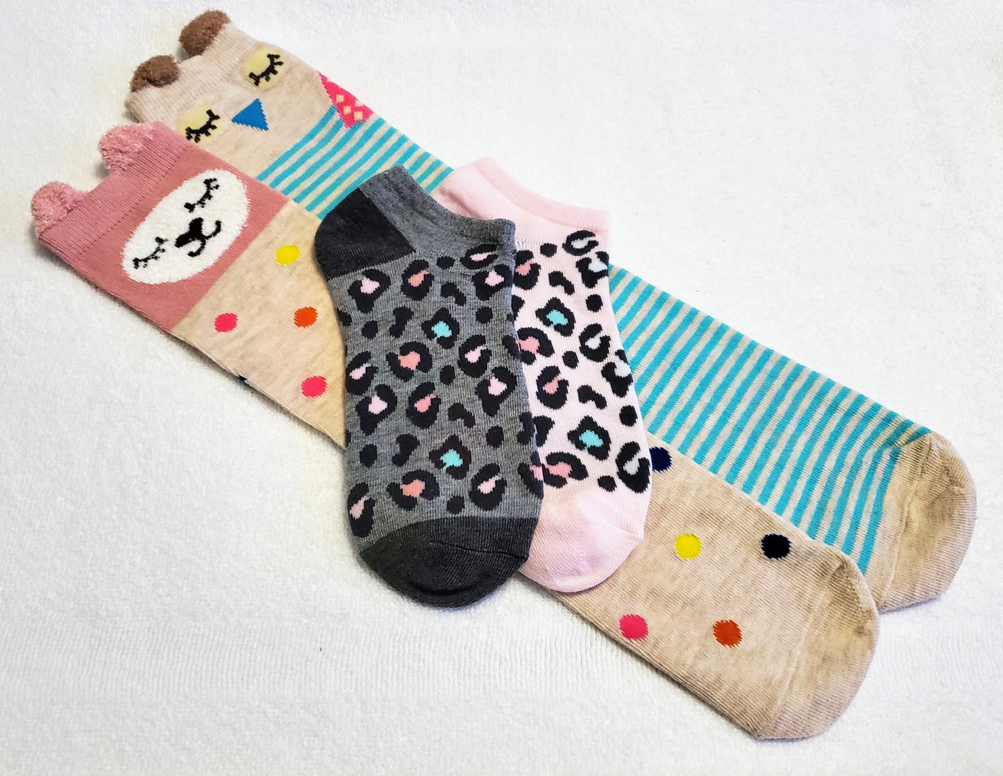 "New" By: Color City Cartoon Animal "Girls" Knee High Socks (Cat and Owl)