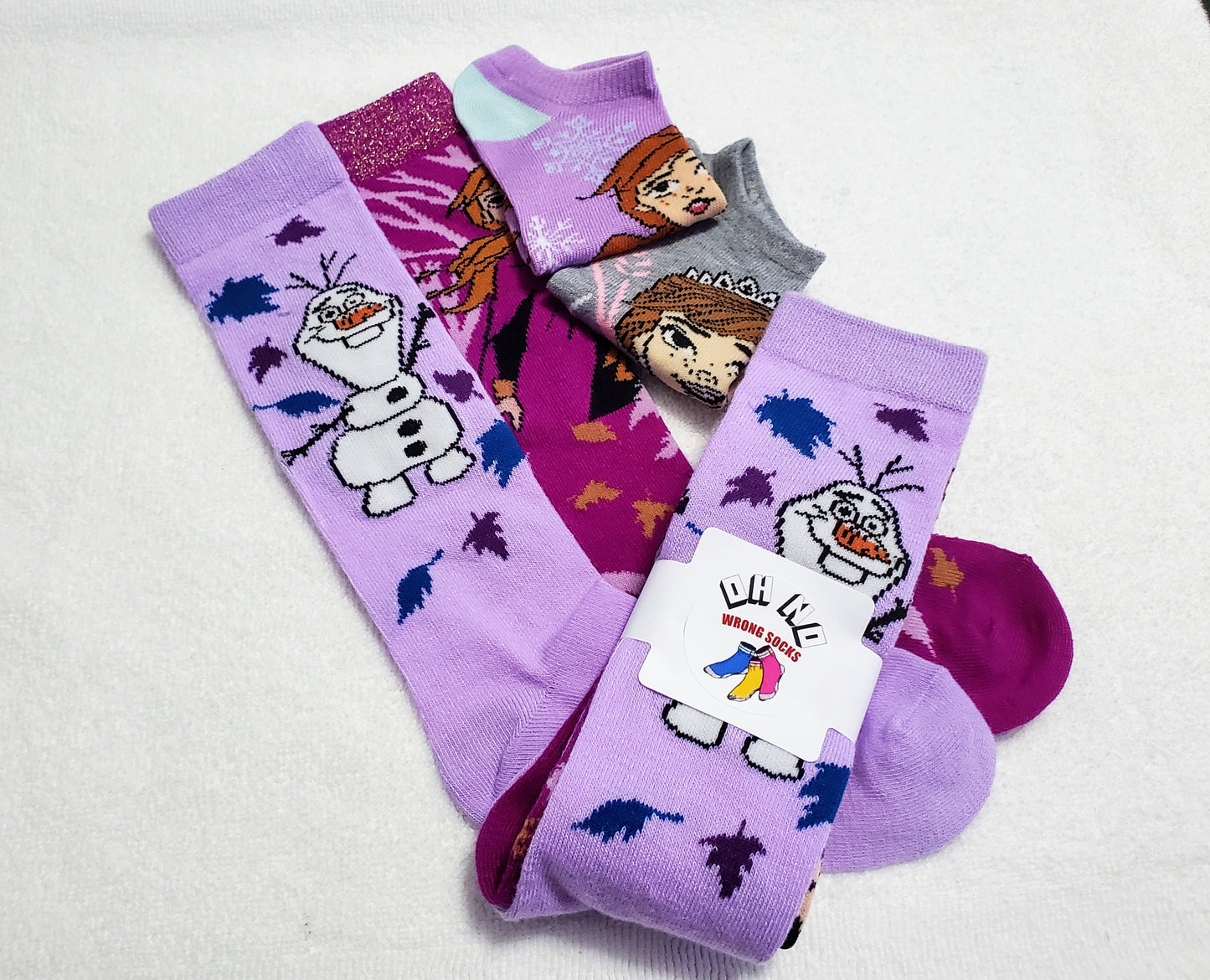 "New" By: Disney "Frozen" Girls Knee High Socks (Olaf Purple)