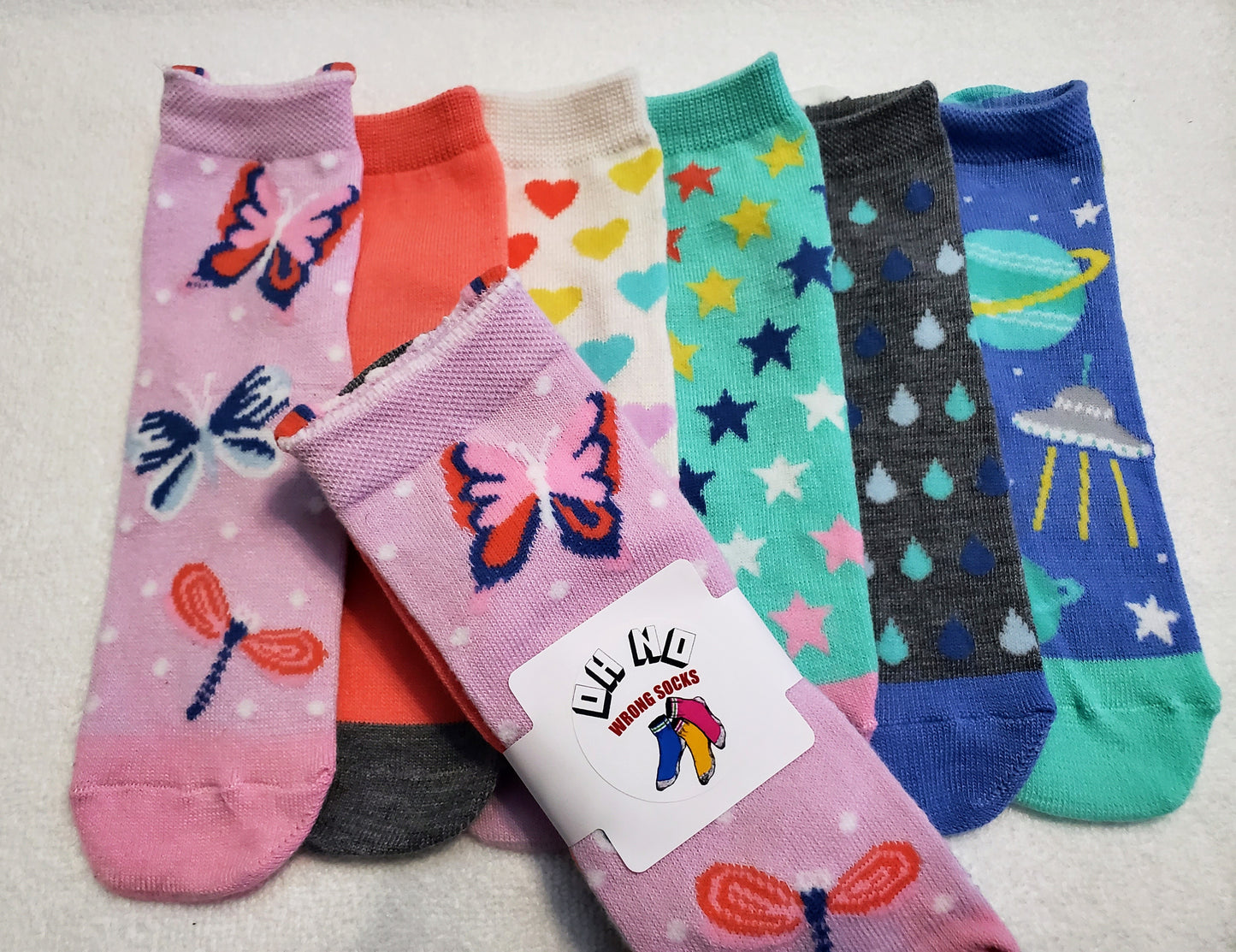 "New" Girls Assorted Butterfly Socks