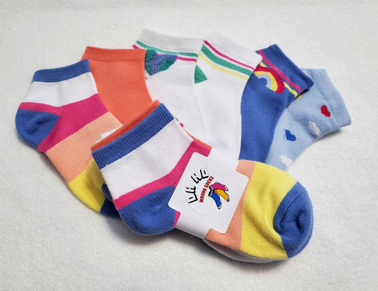"New" Girls Soft Assorted Ankle Socks (Yellow, Pink, Blues and White)