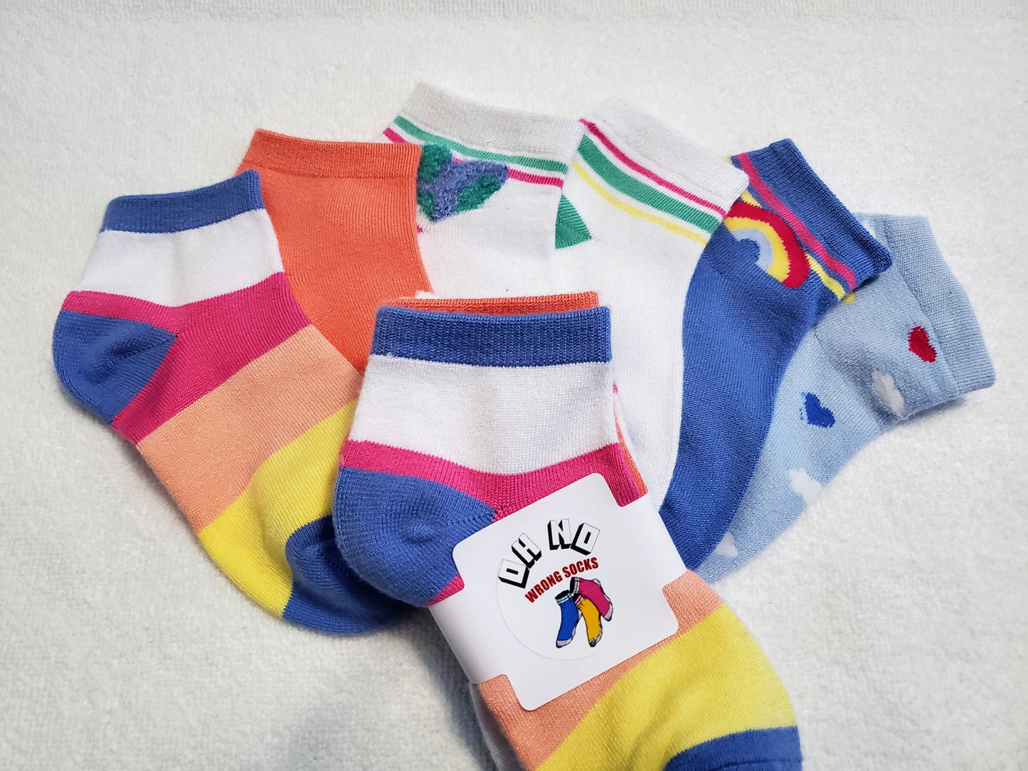 "New" Girls Soft Assorted Ankle Socks (Yellow, Pink, Blues and White)