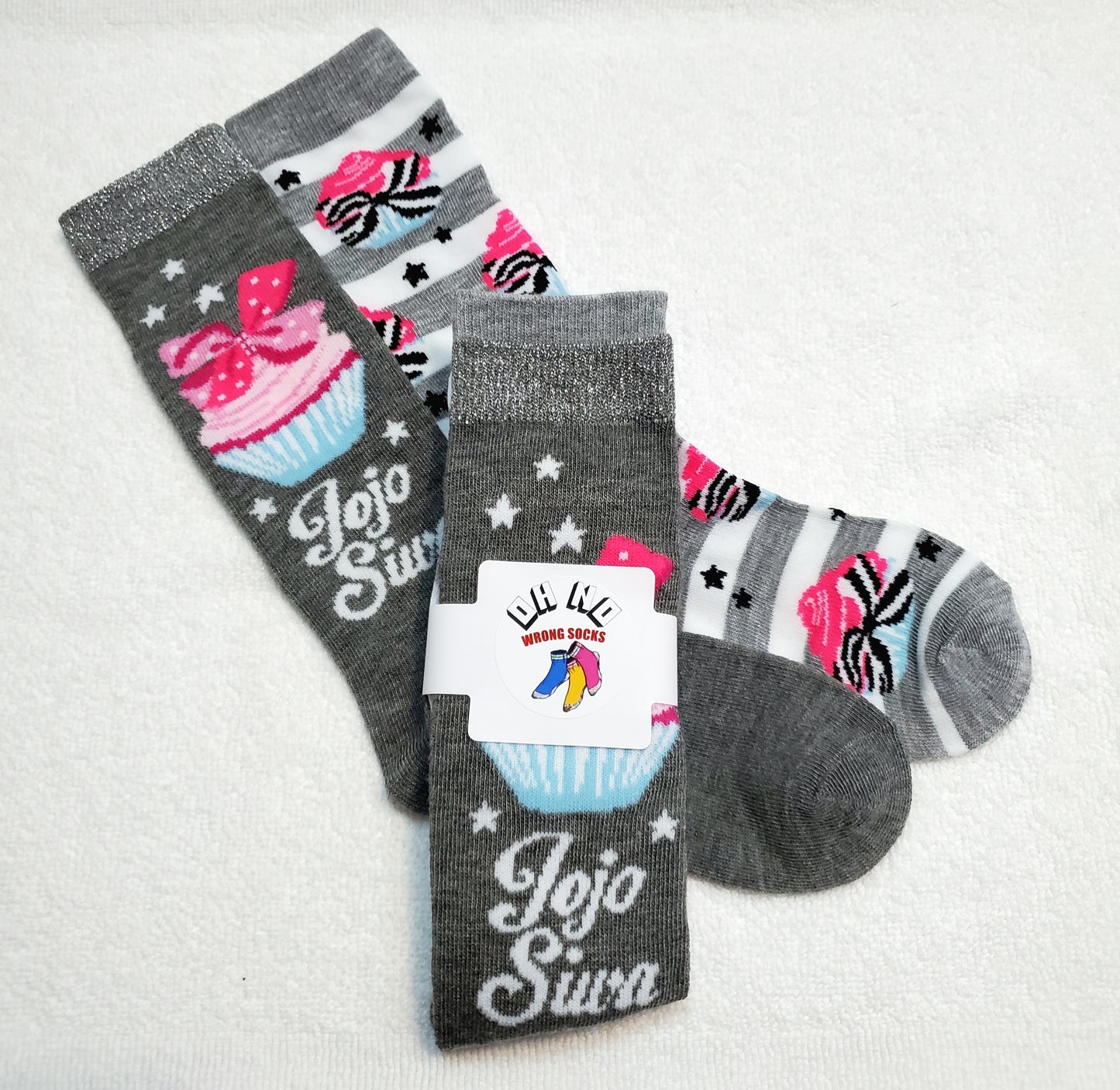 "New" JoJo Siwa Girls Knee High Socks (Cup Cake) (FREE JoJo Bow with Purchase)