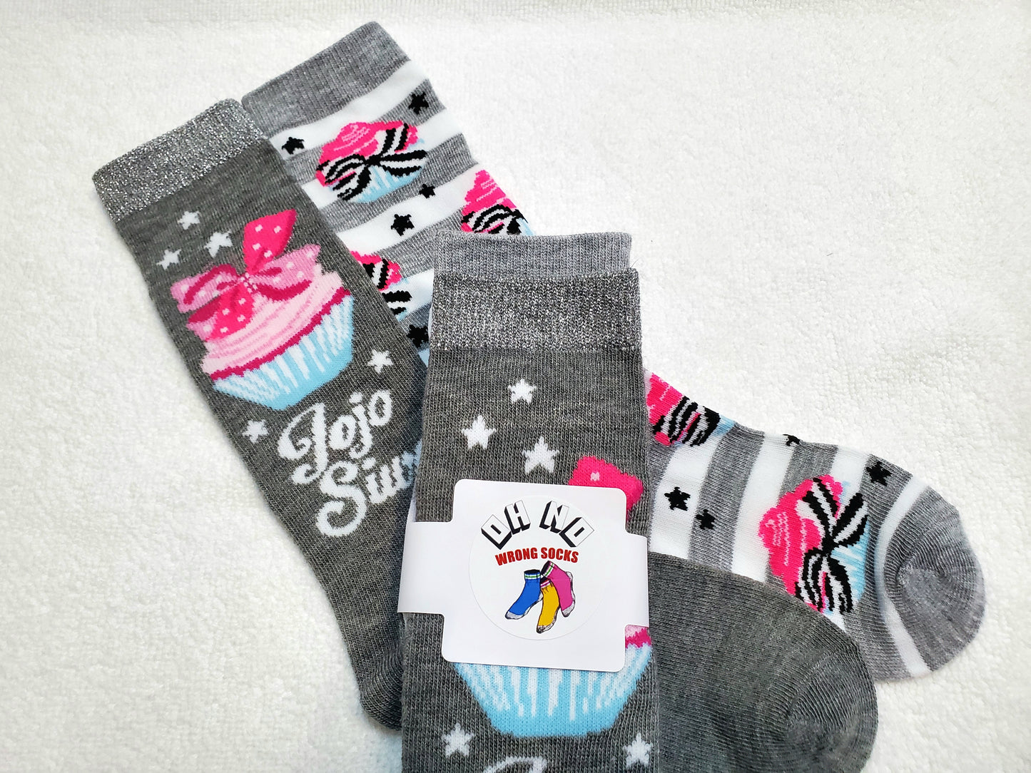 "New" JoJo Siwa Girls Knee High Socks (Cup Cake) (FREE JoJo Bow with Purchase)