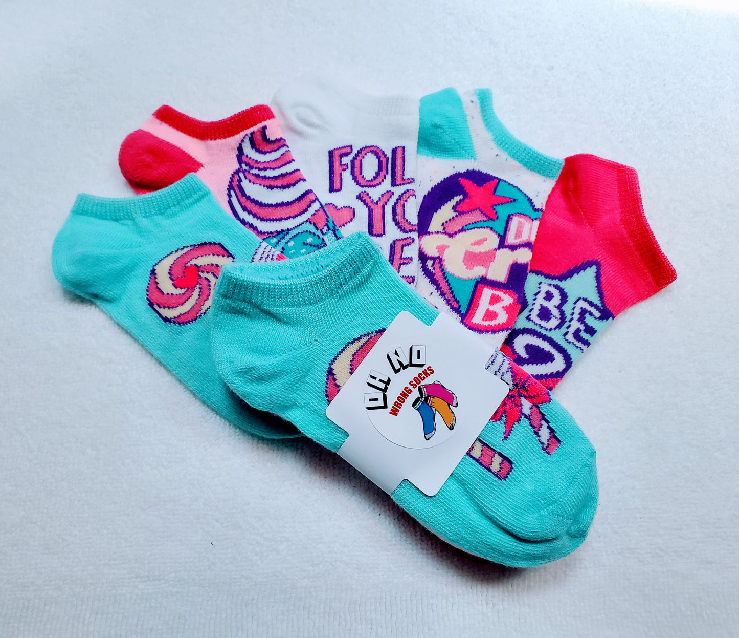 "New" JoJo Siwa Girls "No Show" Socks (FREE JoJo Bow with Purchase)