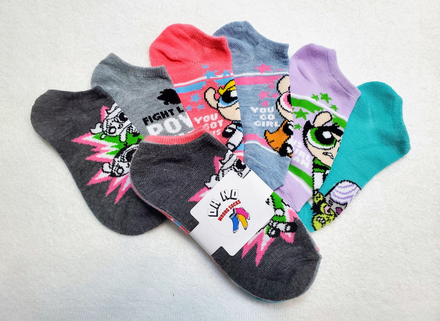 "New" Cartoon Network Powerpuff Girls "No Show" Socks