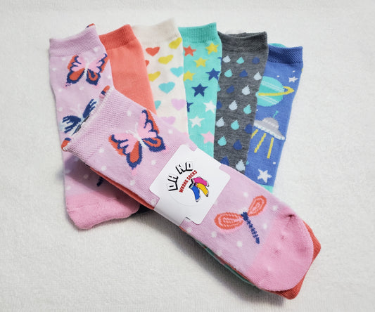 "New" Girls Assorted Butterfly Socks